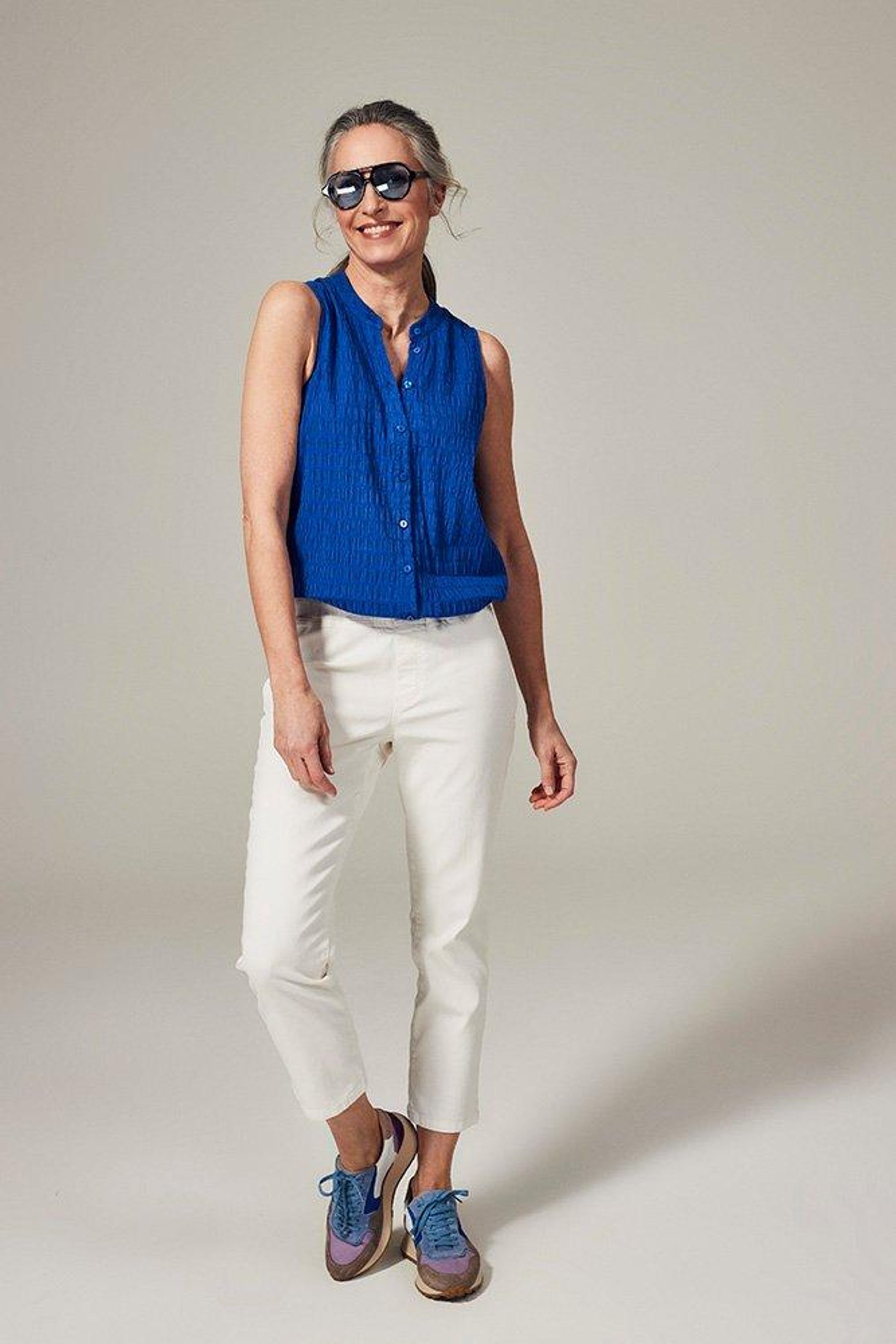 Witte stretchjeans op elastiek - may