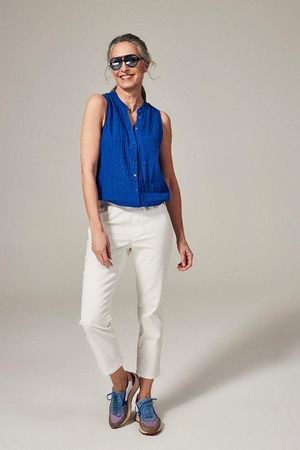 Witte stretchjeans op elastiek - may