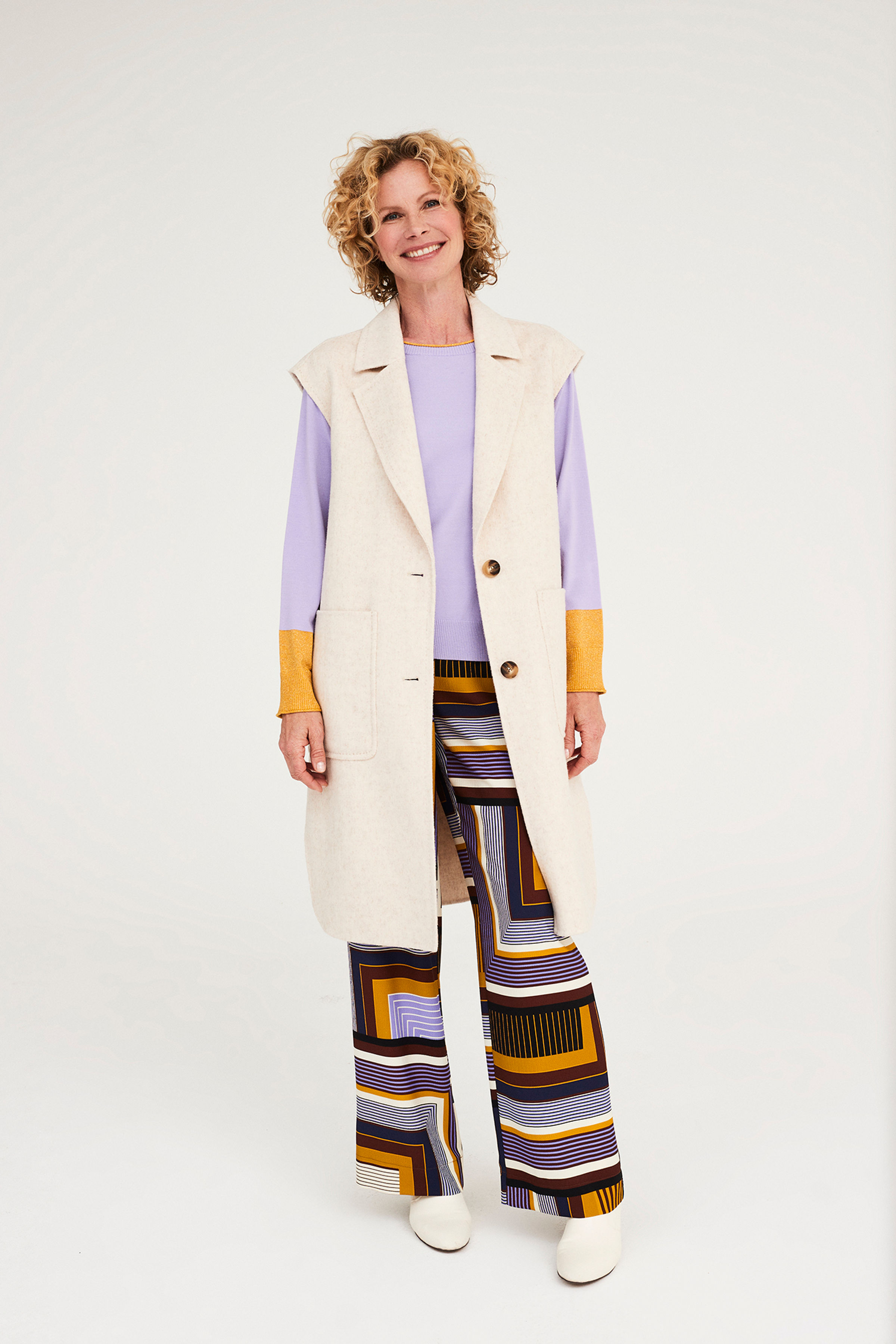 Pantalon large imprim&eacute; en cr&ecirc;pe - may