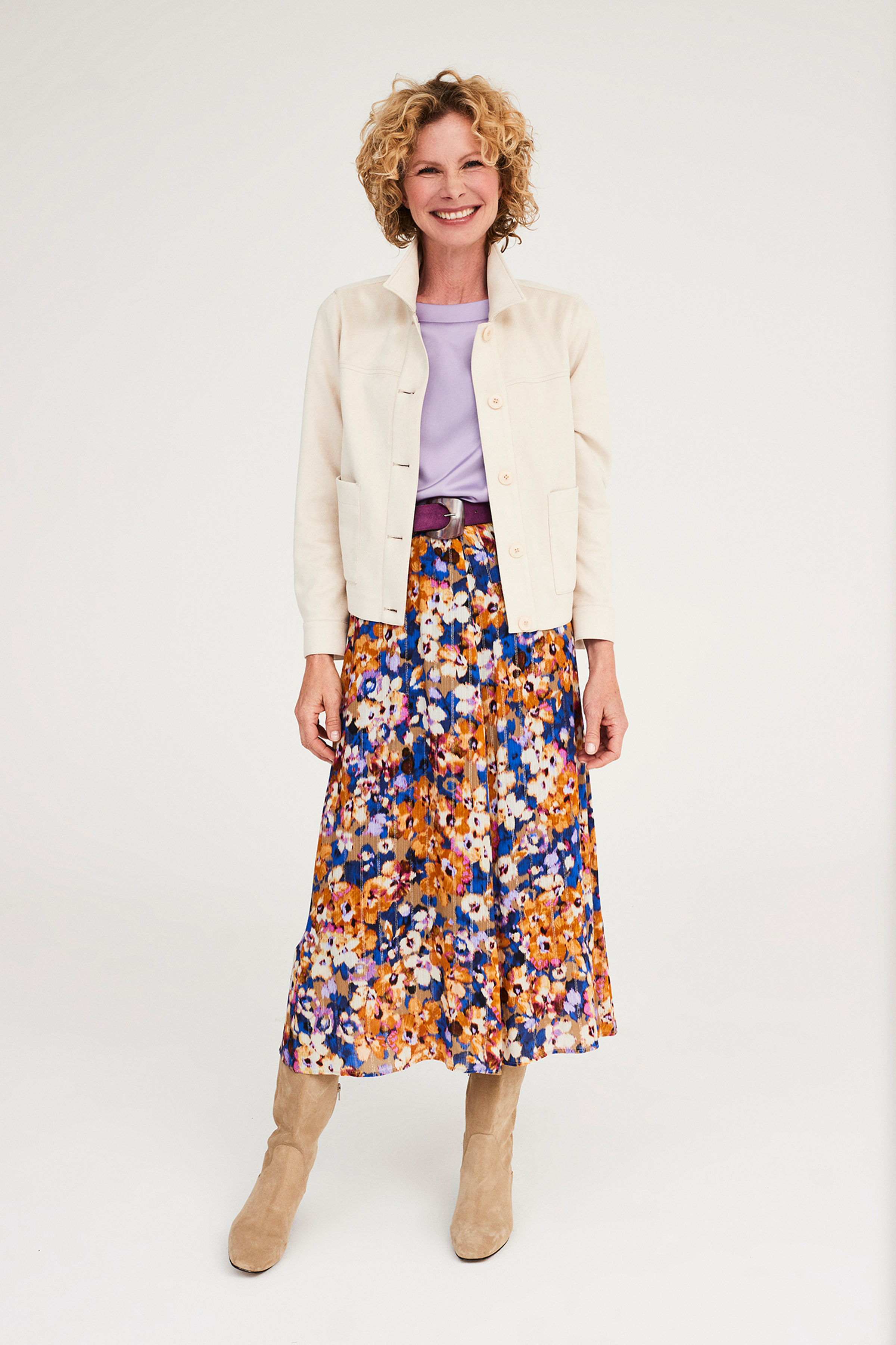 Jupe &agrave; fleurs en voile avec lurex - may