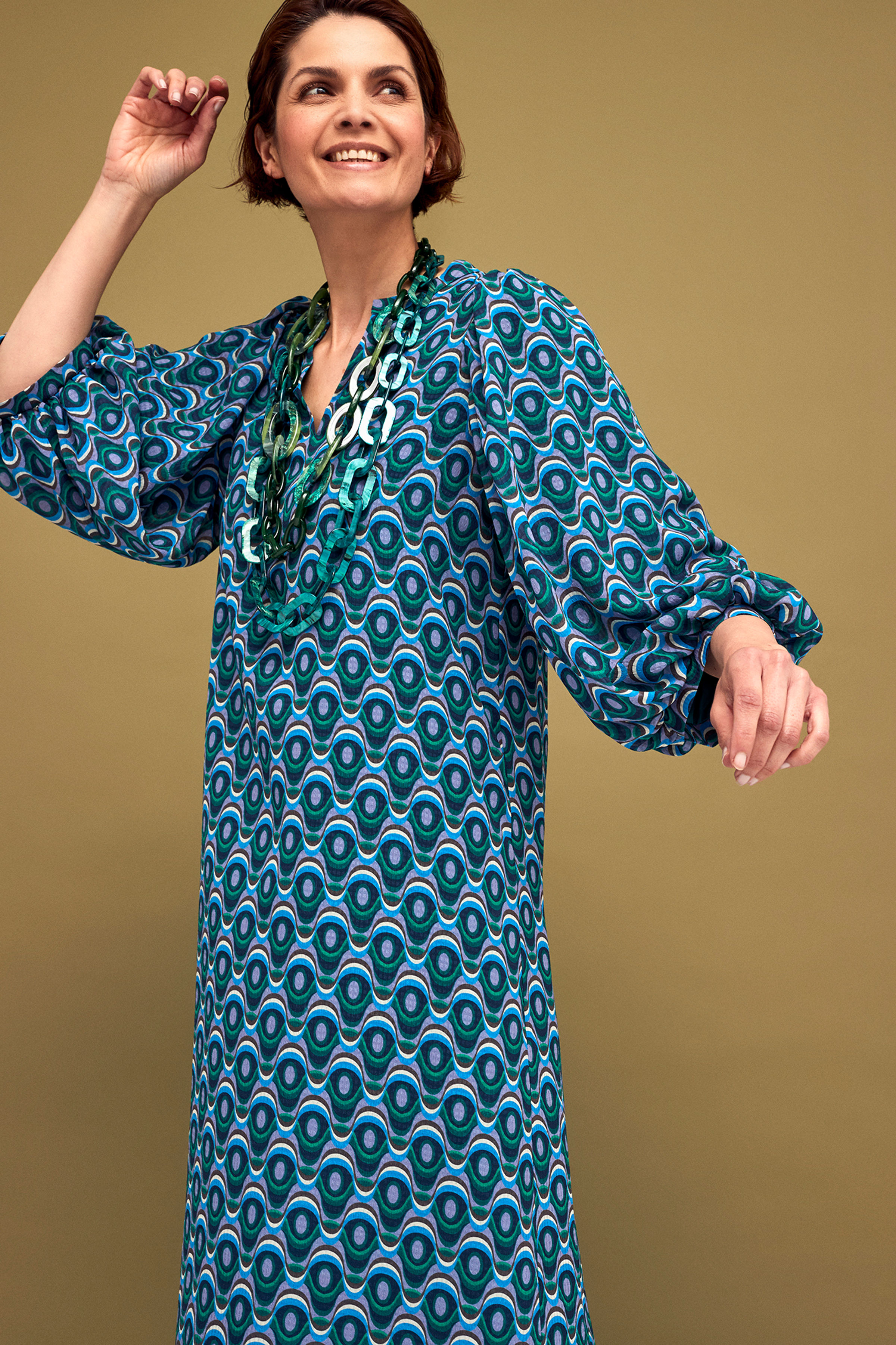 Jurk met pauwenoogprint in voile - ame