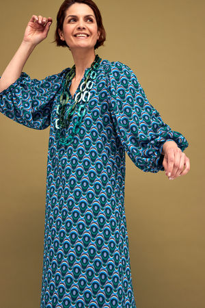 Jurk met pauwenoogprint in voile - ame