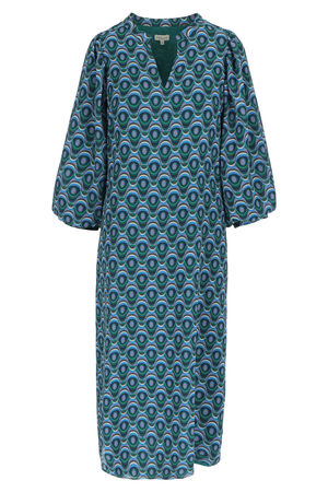 Kleedjes - Jurk met pauwenoogprint in voile