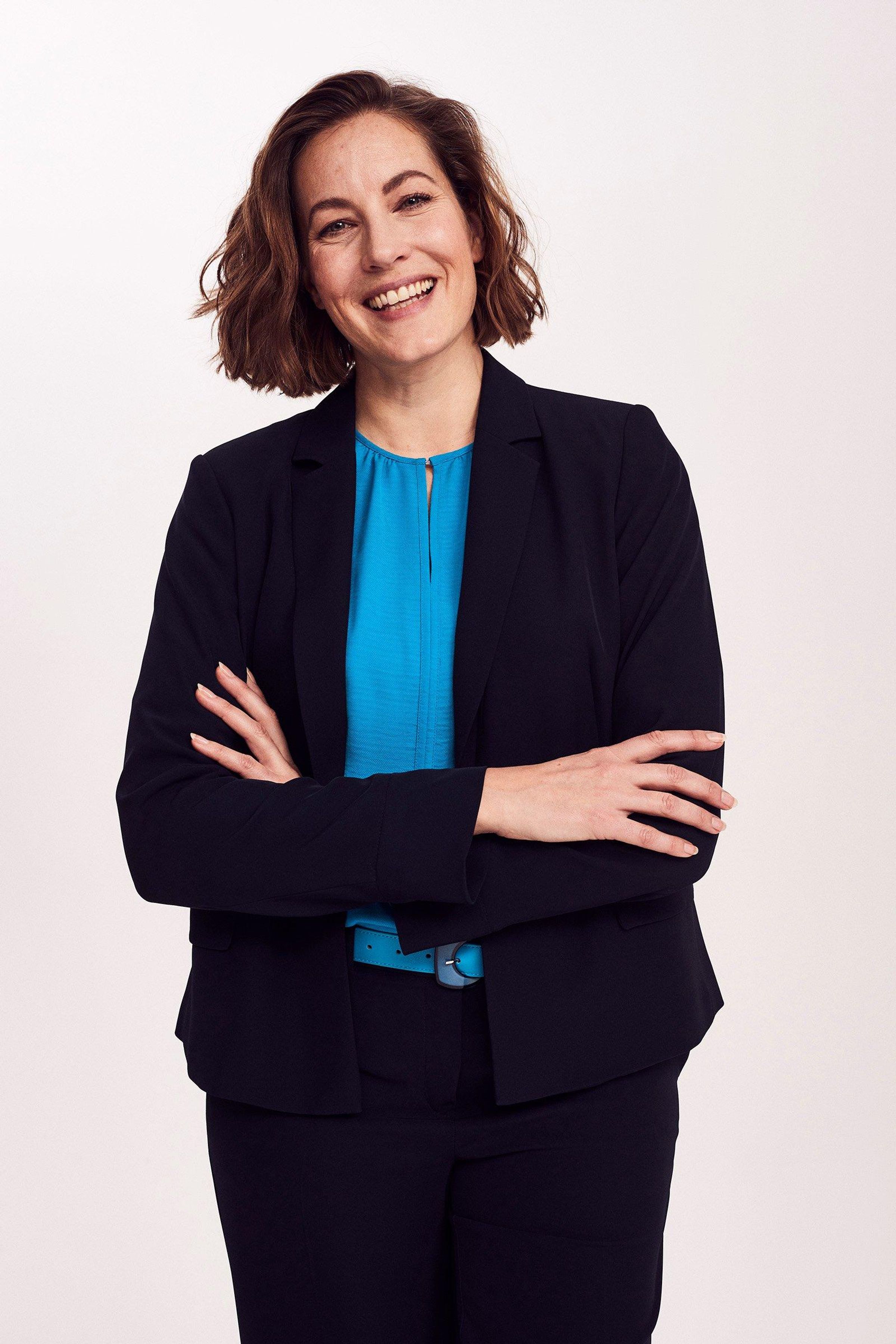 Wasbare lightweight blazer in donkerblauw - may