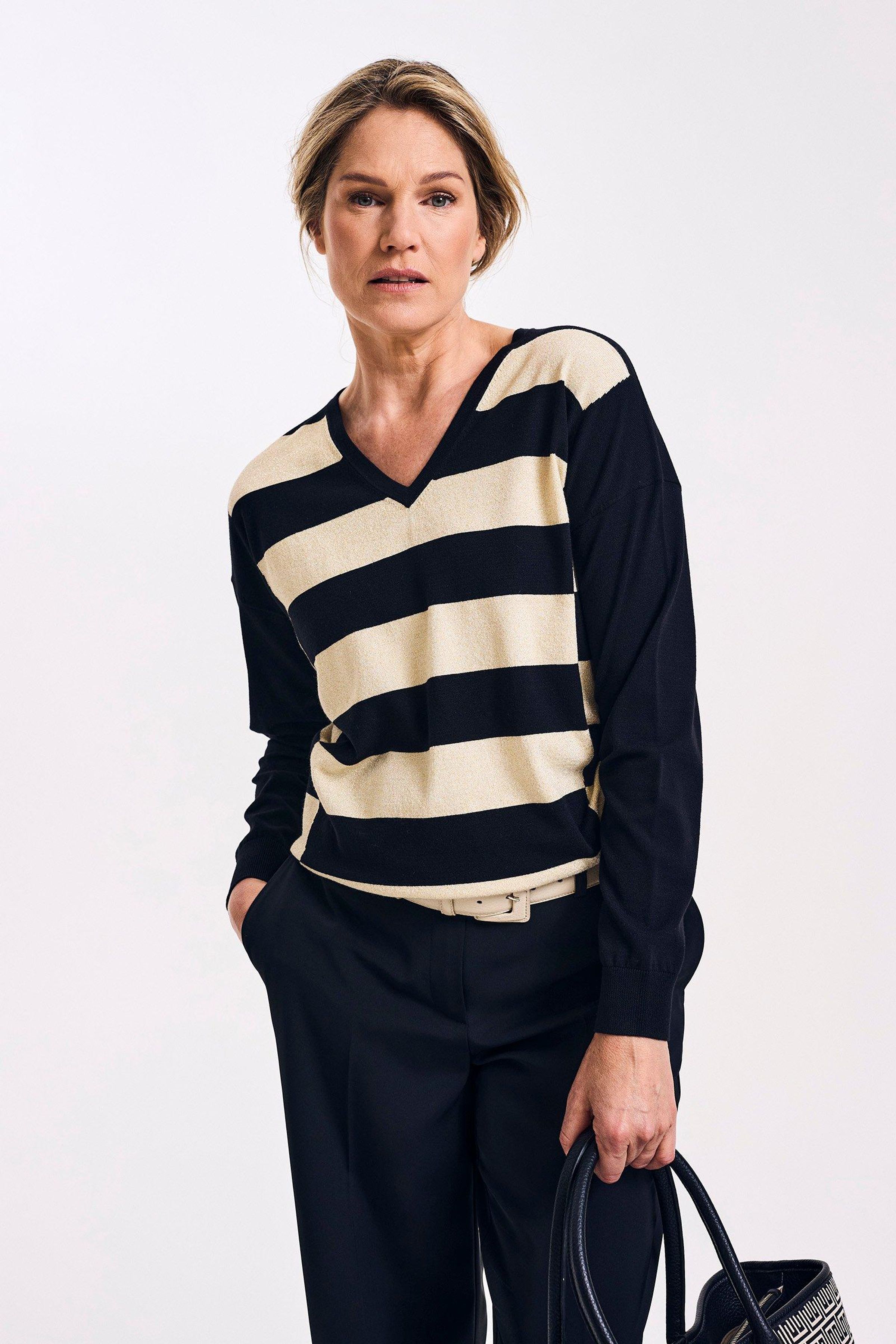 Trui met brede strepen en lurex - may