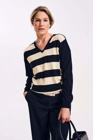 Trui met brede strepen en lurex - may