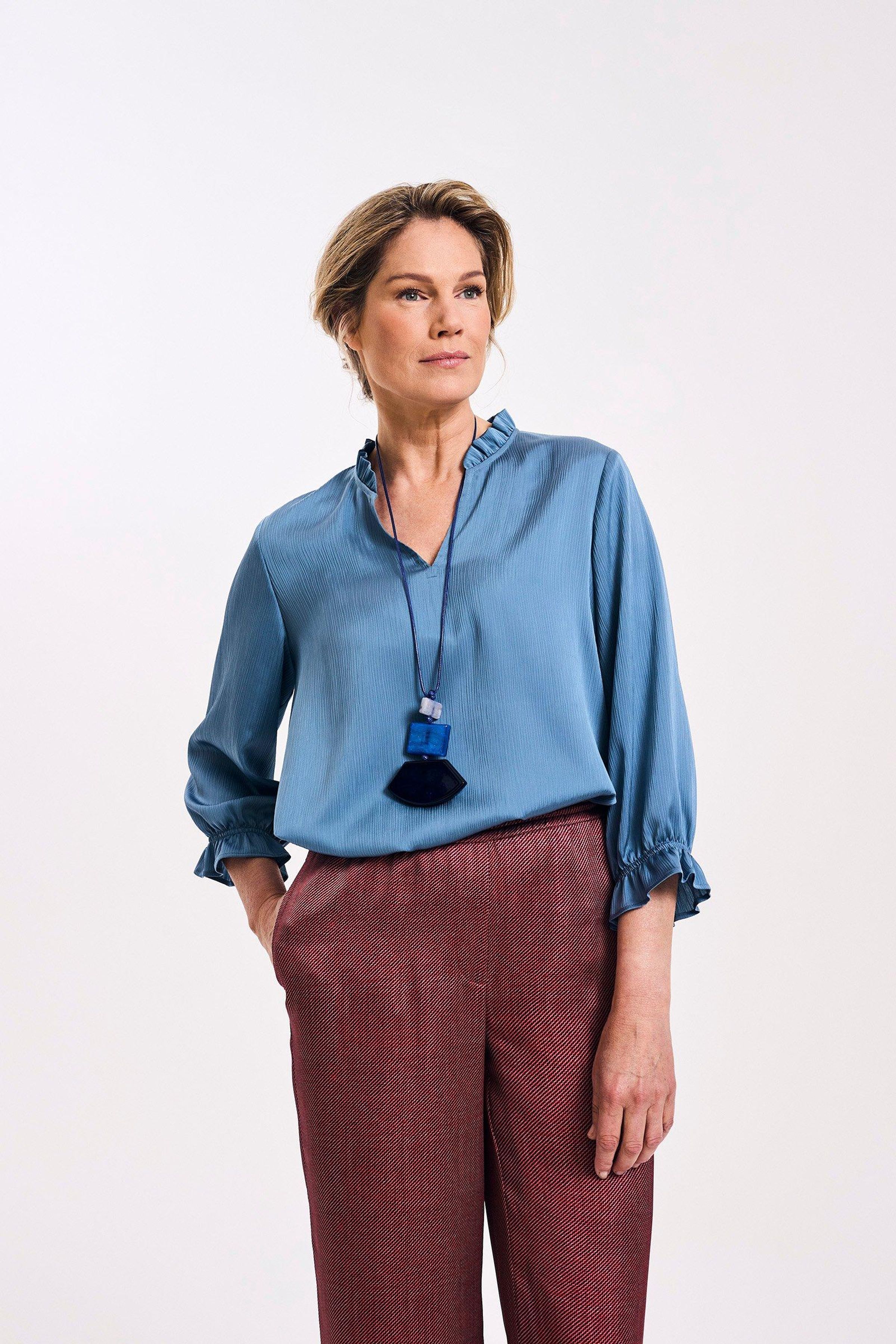 Easy care blouse met aangefronste kraag - may