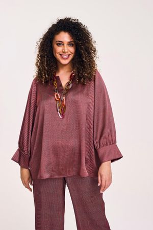 Hemden - Loose fit blouse in faux uni print