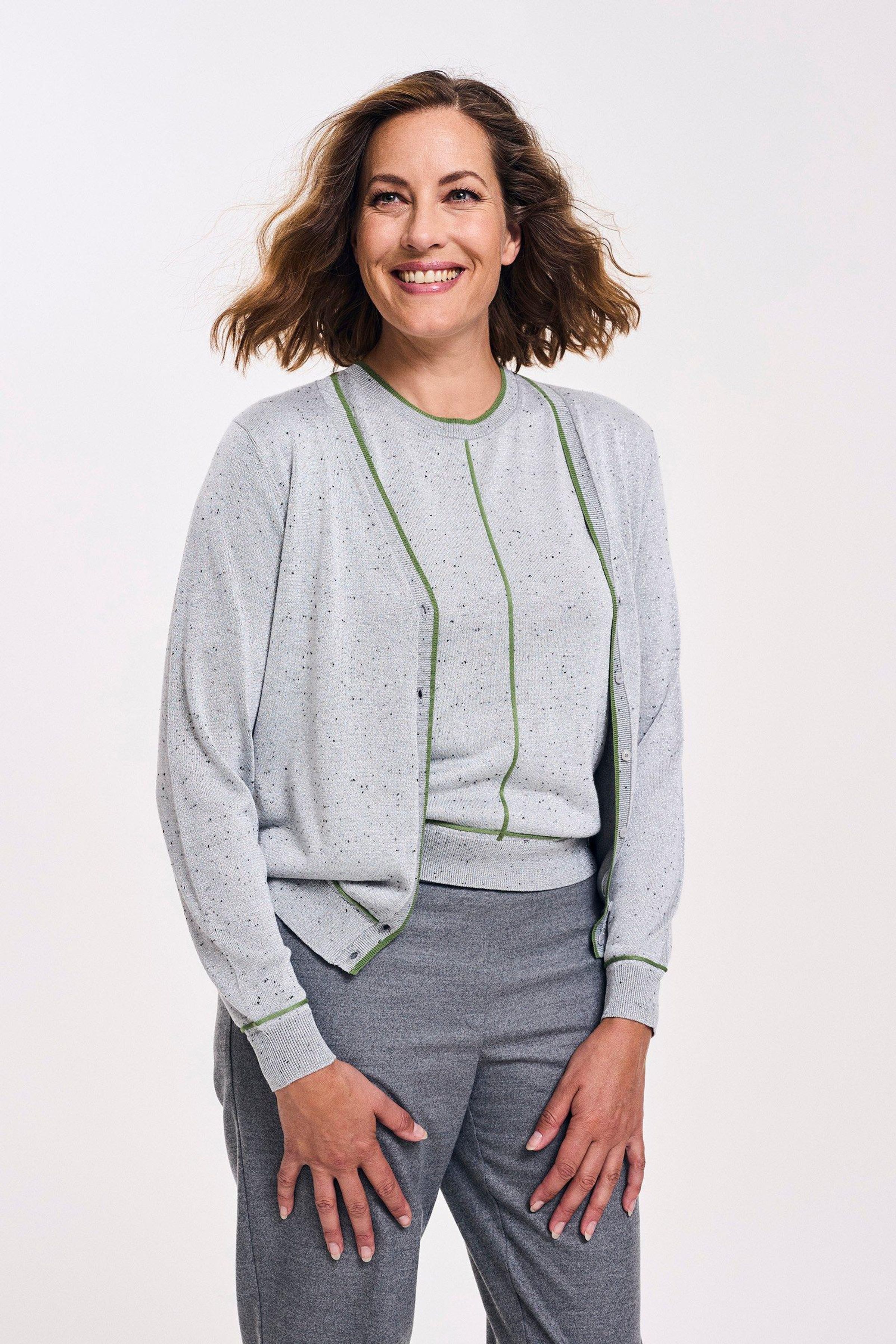 Cardigan met contrasterende bies - may