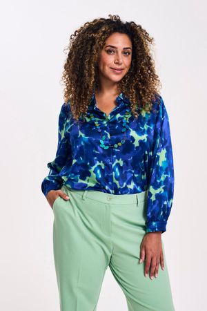 Satijnen hemdblouse met print - may