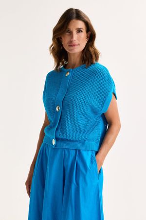 Mouwloze ajourcardigan - may