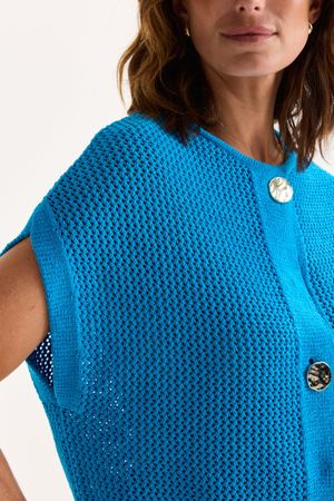 Cardigan - Mouwloze ajourcardigan