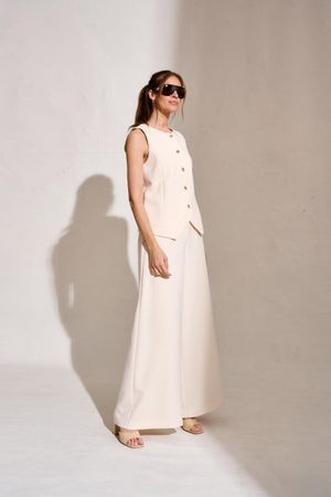 Broeken - Palazzobroek in elastisch twill