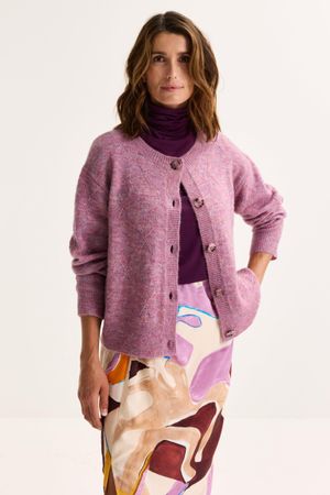 Cardigan in m&ecirc;l&eacute;ejacquard met mohair  - may
