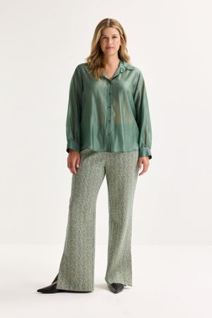 Wijde jersey broek met visgraatmotief - may