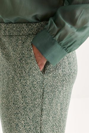Broeken - Wijde jersey broek met visgraatmotief