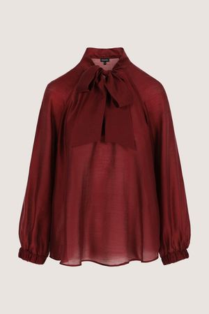 Hemden - A-lijnblouse in lyocell voile met halsstrik