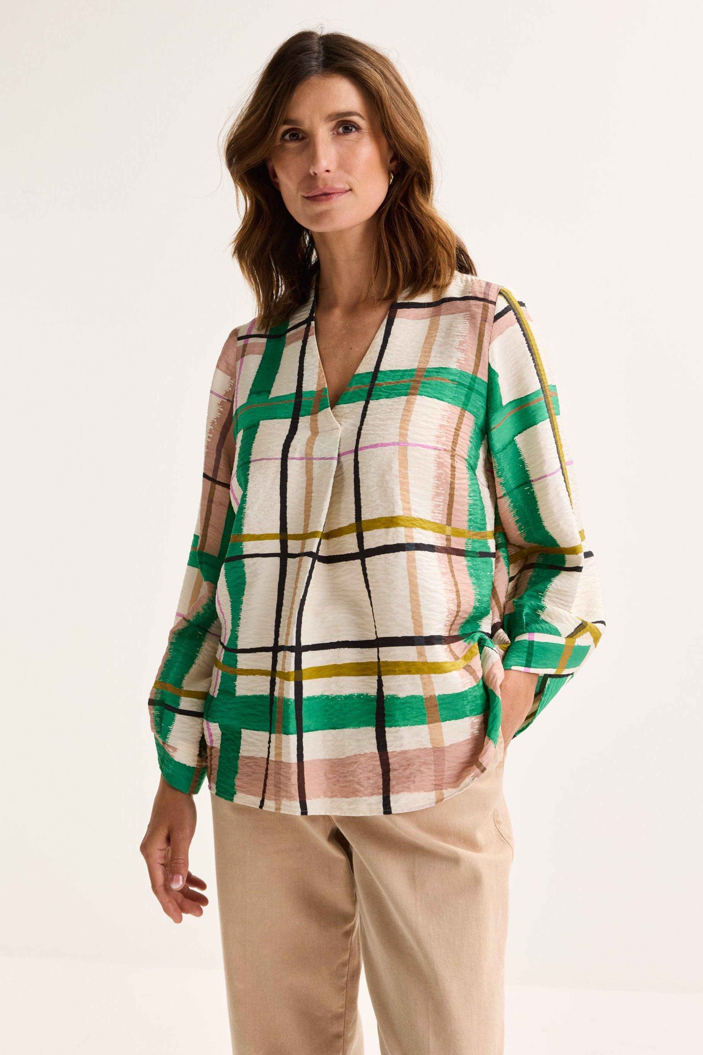 Loose fit V-halsblouse met ruitenprint - may