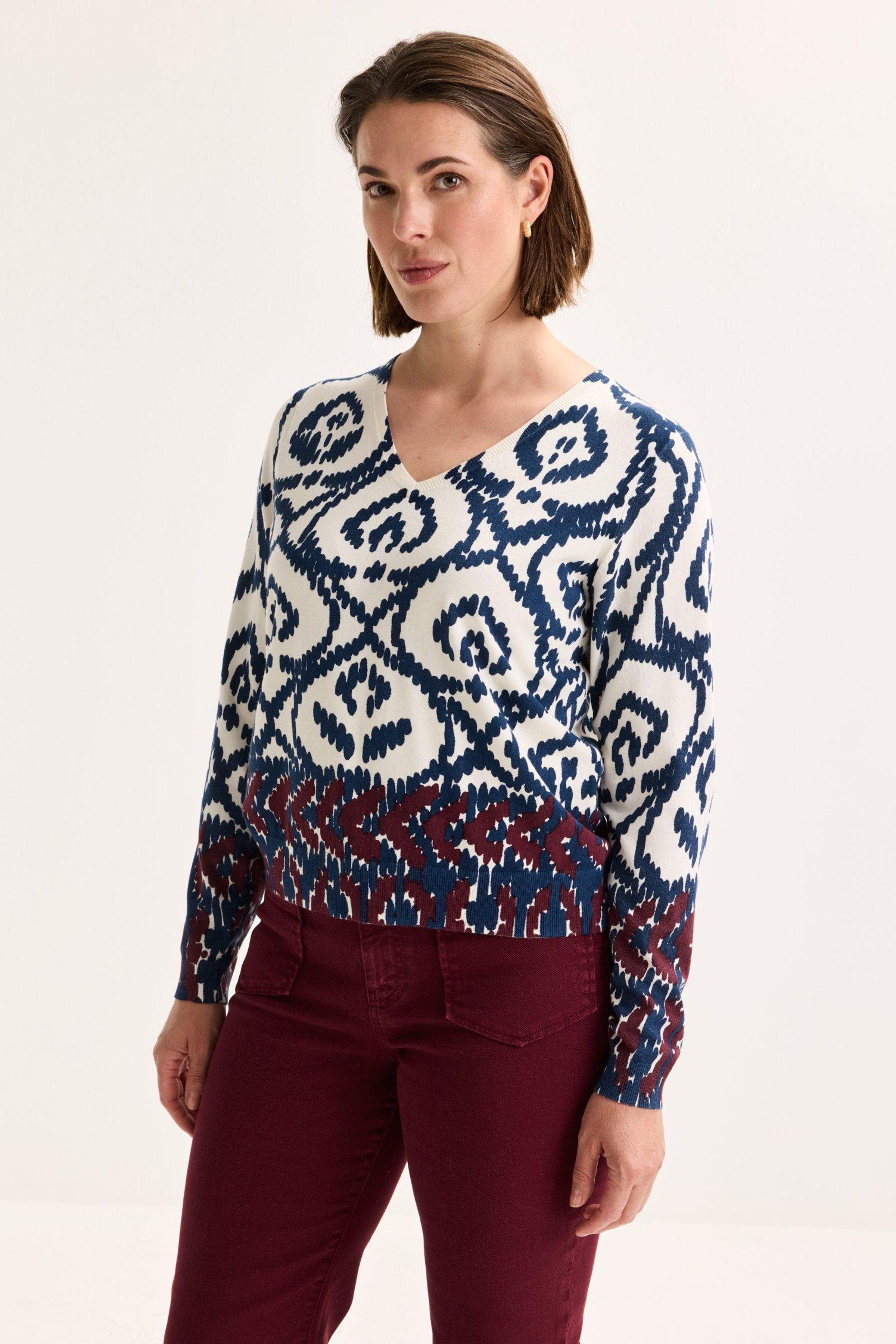 V-halstrui met abstracte print - may
