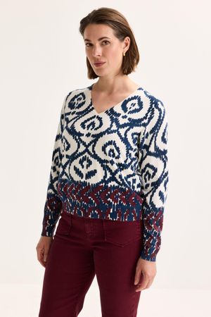 V-halstrui met abstracte print - may