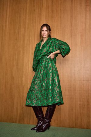 Hemden - Blouse in gouddraadjacquard met aangefronst kraagje