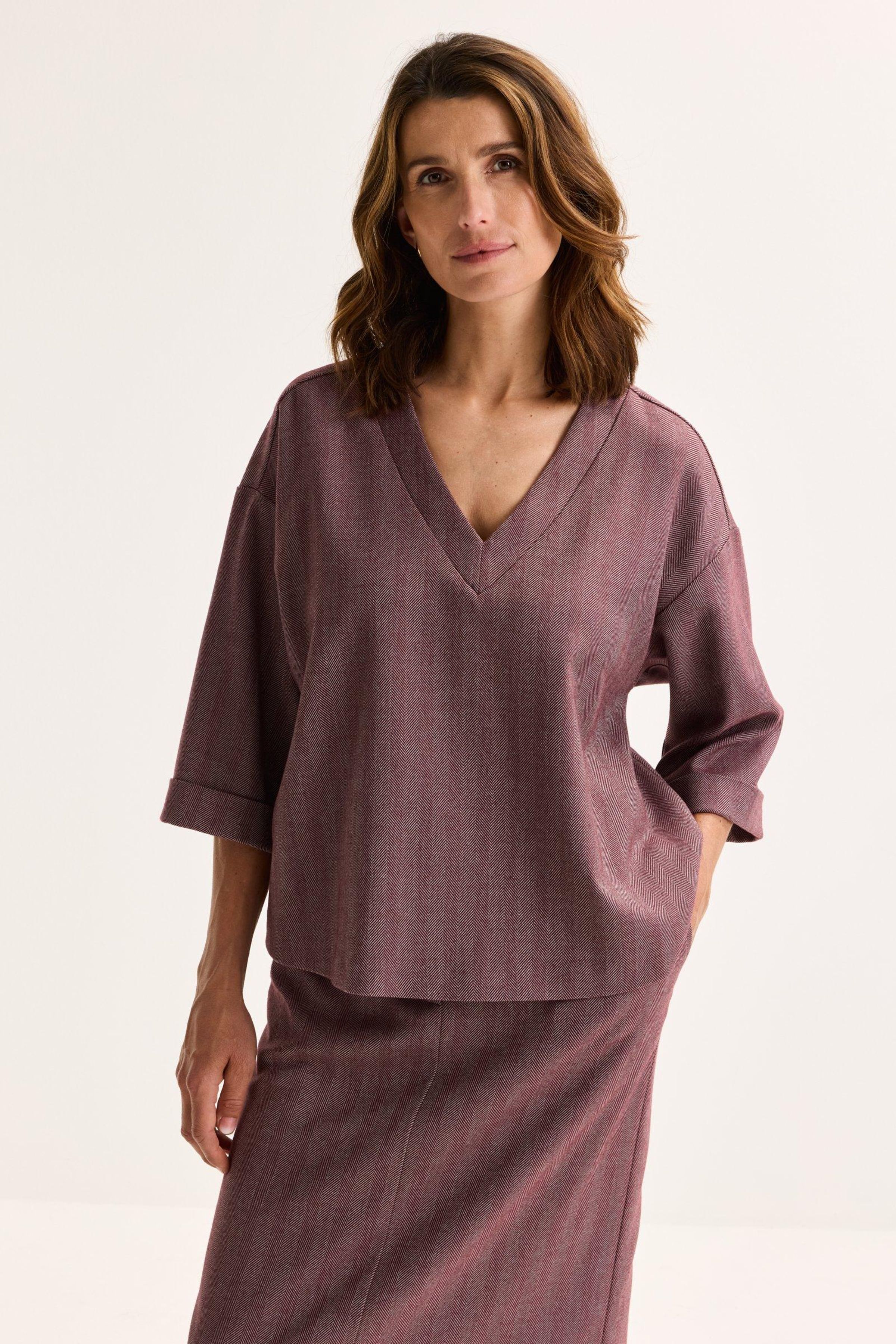 Boxy blouse met visgraatmotief - ame