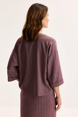 Hemden - Boxy blouse met visgraatmotief