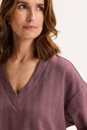 Hemden - Boxy blouse met visgraatmotief