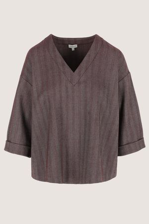 Hemden - Boxy blouse met visgraatmotief