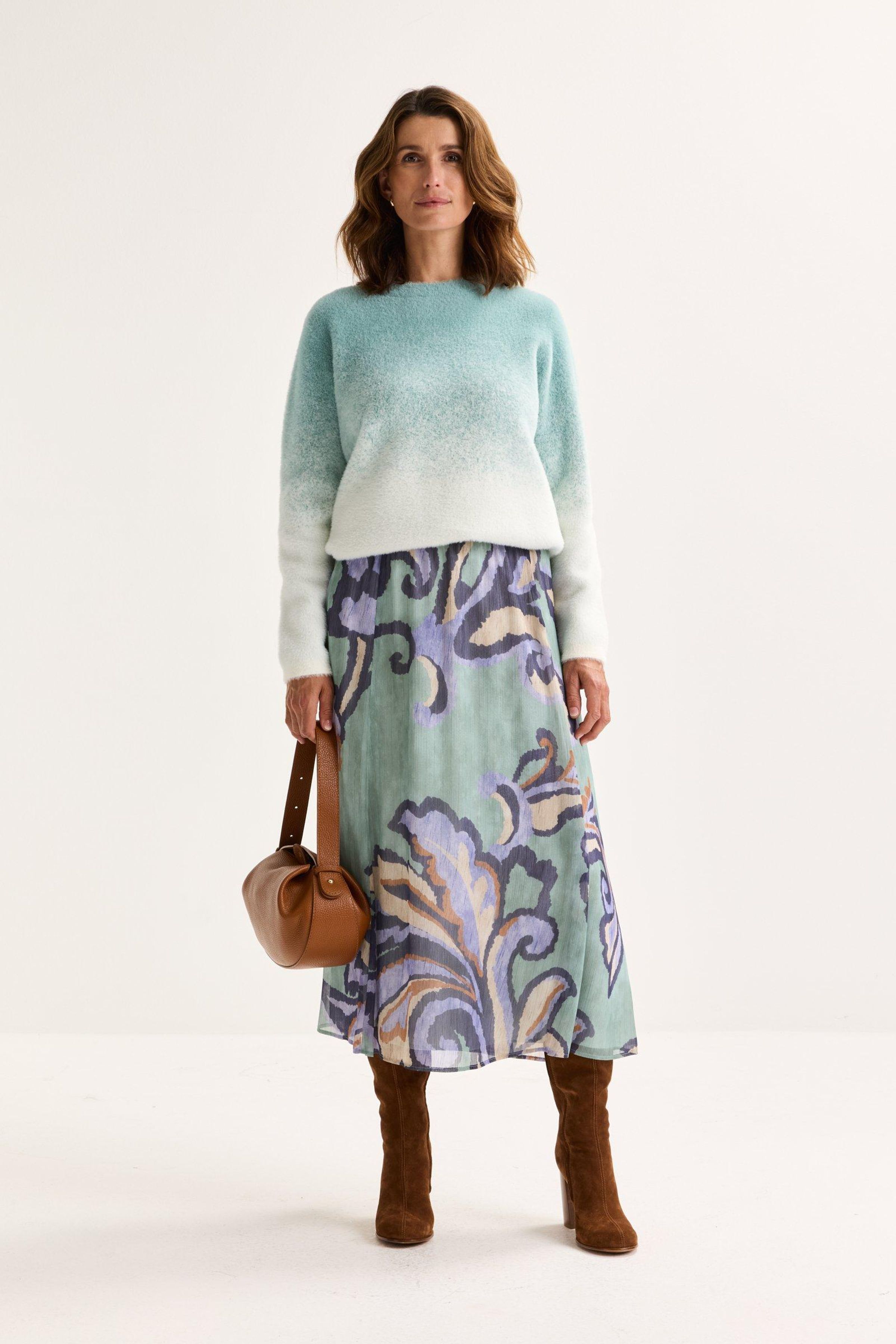 A-lijn midirok in voile met barokke print - may