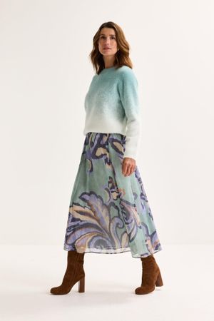 Rokken - A-lijn midirok in voile met barokke print