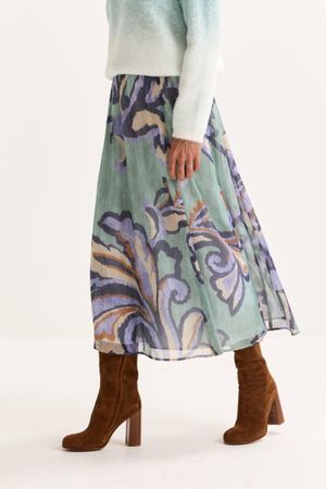 Rokken - A-lijn midirok in voile met barokke print