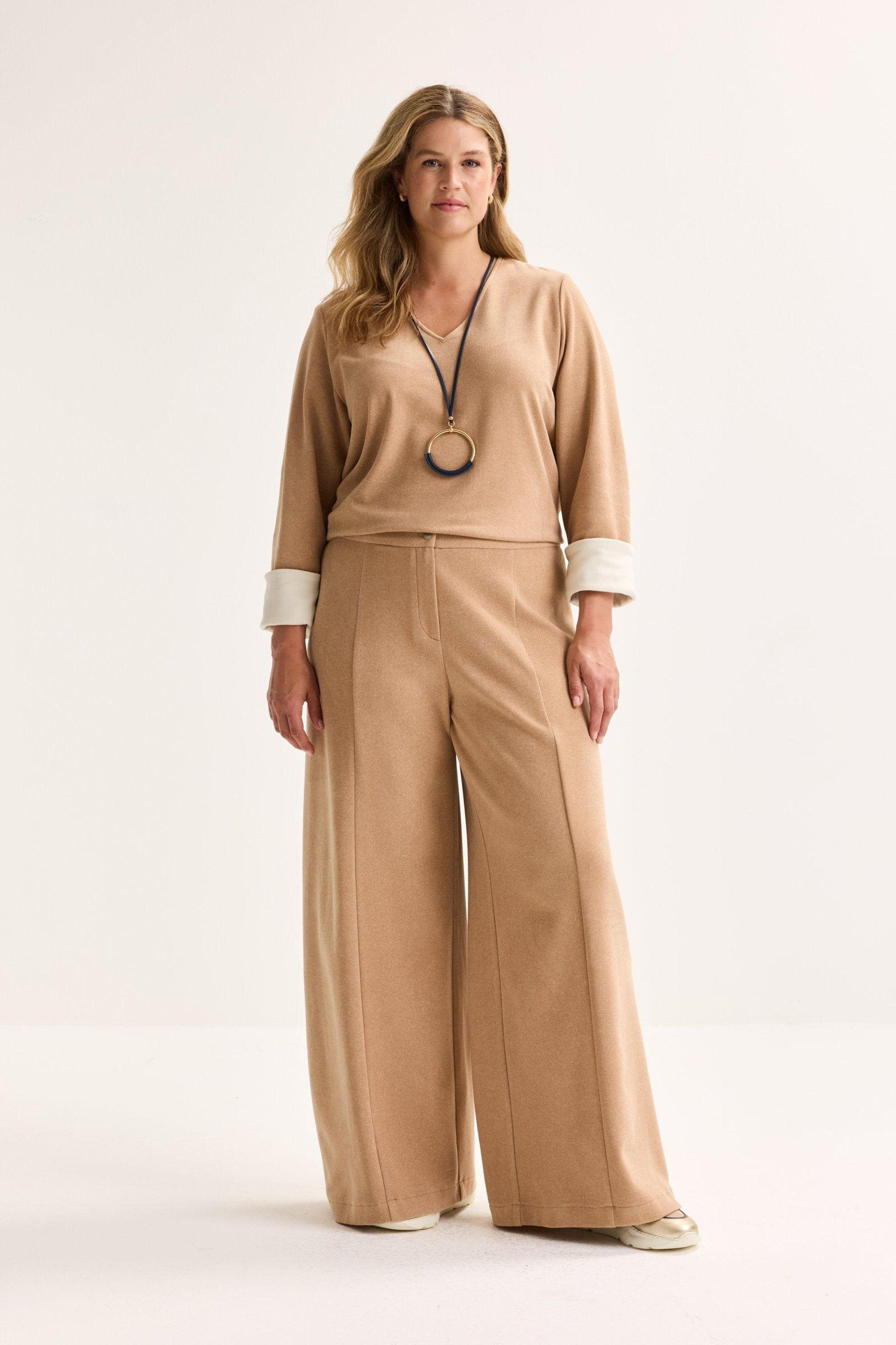 Wijde broek in jacquard jersey - may
