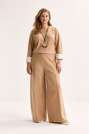 Wijde broek in jacquard jersey - may