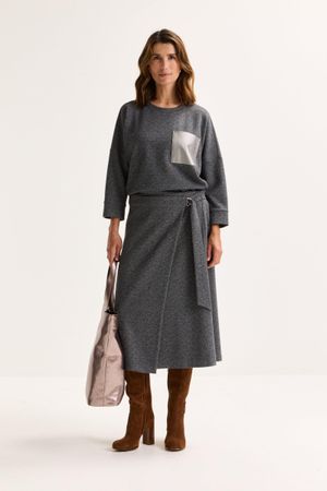 Wikkelrok in jersey tweed - may