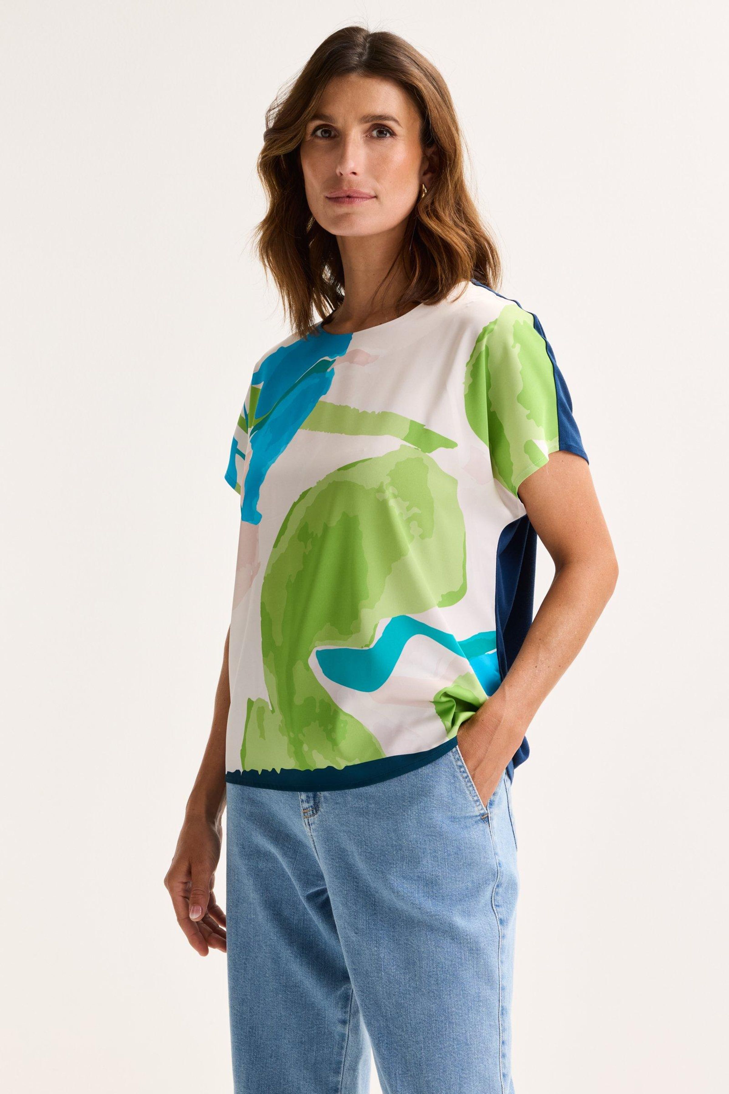 T-shirtblouse met satijnen front - may