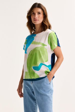 T-shirtblouse met satijnen front - may