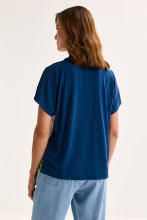 Sweatvest - T-shirtblouse met satijnen front