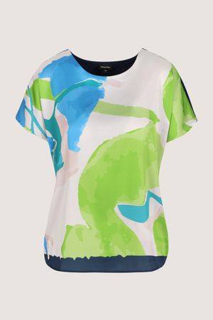 Sweatvest - T-shirtblouse met satijnen front