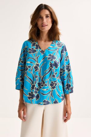 Katoenen V-halsblouse met bloemenprint - may