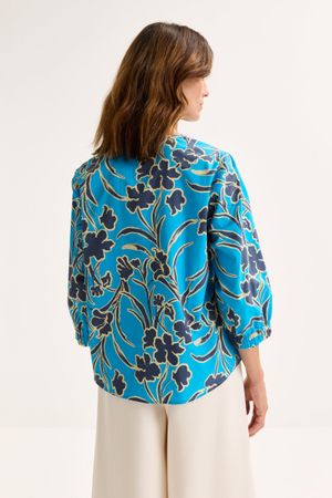 Hemden - Katoenen V-halsblouse met bloemenprint