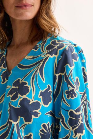 Hemden - Katoenen V-halsblouse met bloemenprint