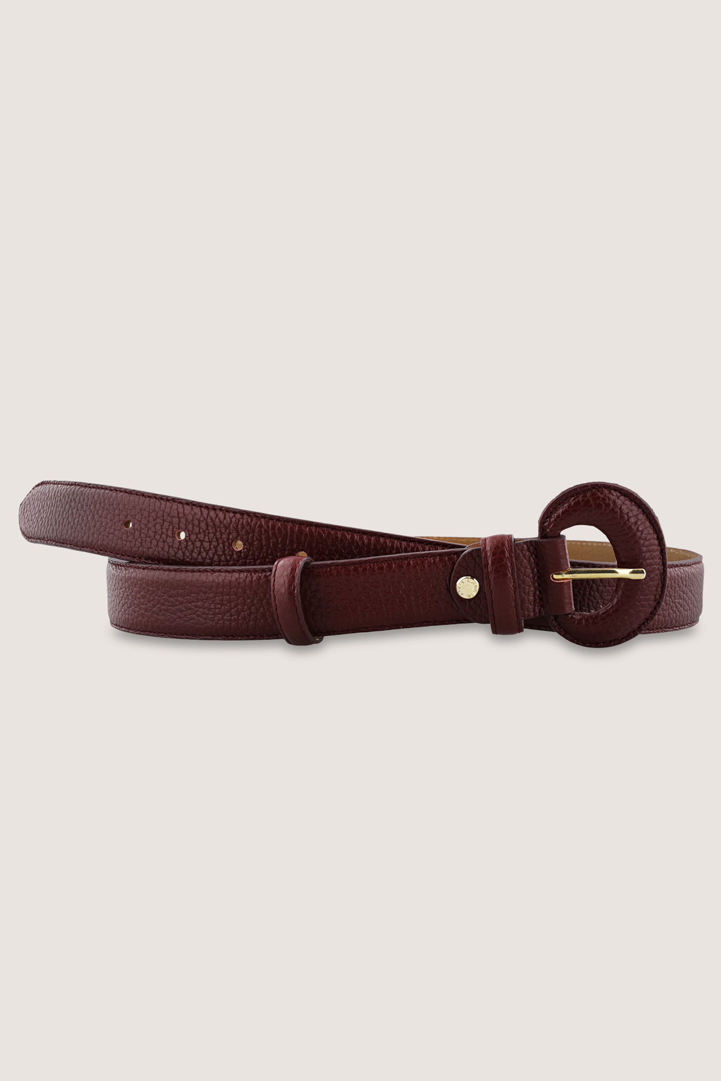 Ceinture en cuir grain&eacute; boucle recouverte - may