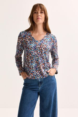 Jersey V-halsblouse op elastiek - may
