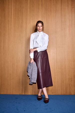 Kokerrok in faux leer - may