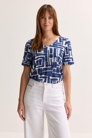 Jersey V-halsblouse op elastiek