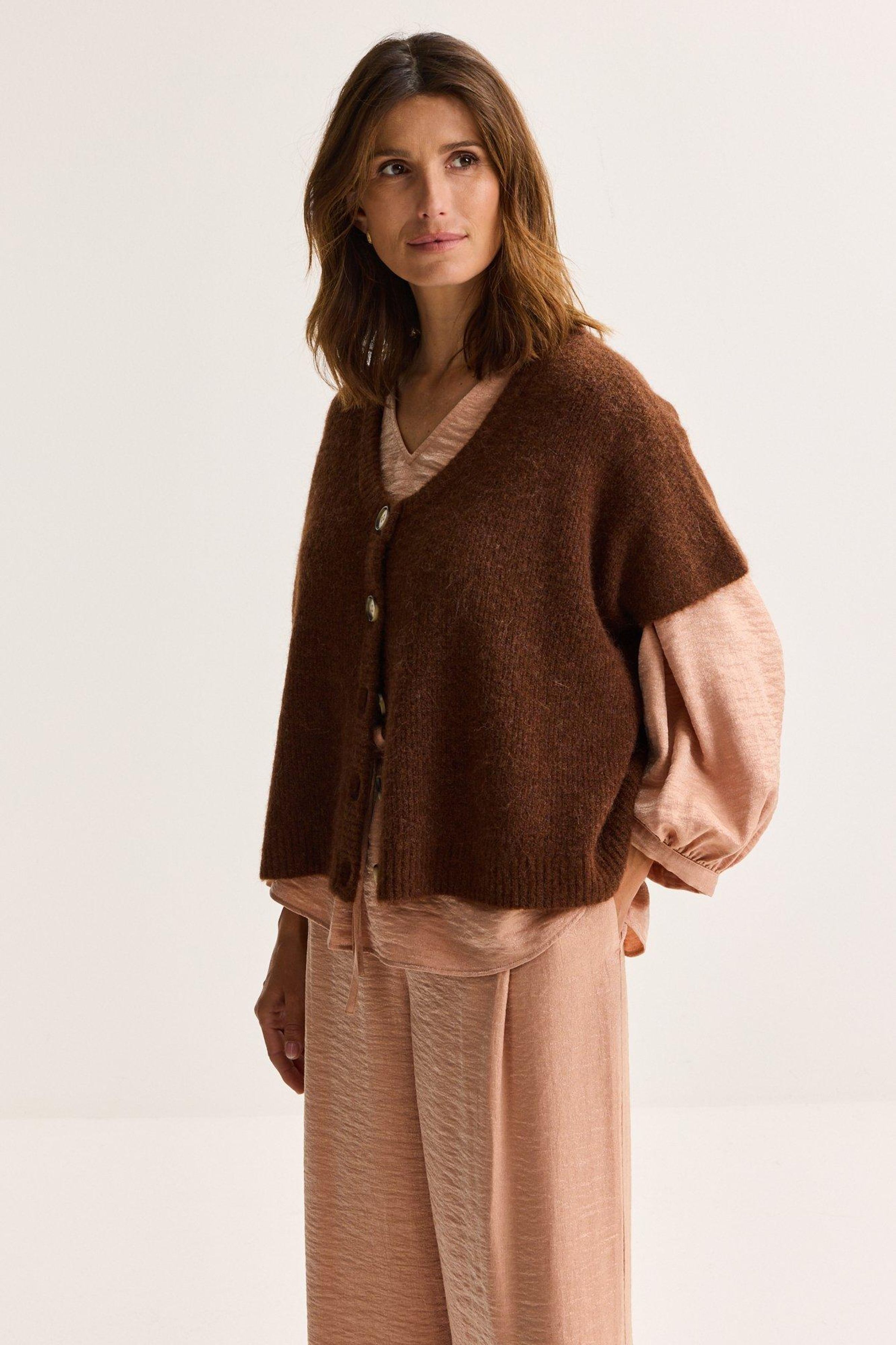 Gebreide cape in mohairmix - ame