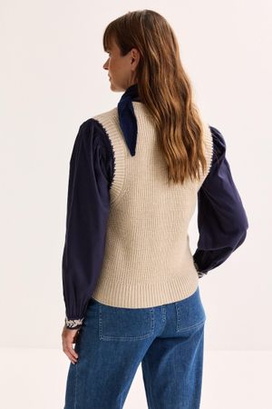 Cardigan - Mouwloze cardigan met boord