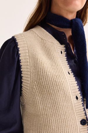 Cardigan - Mouwloze cardigan met boord
