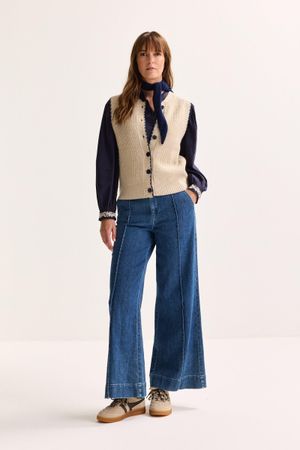 Cardigan - Mouwloze cardigan met boord
